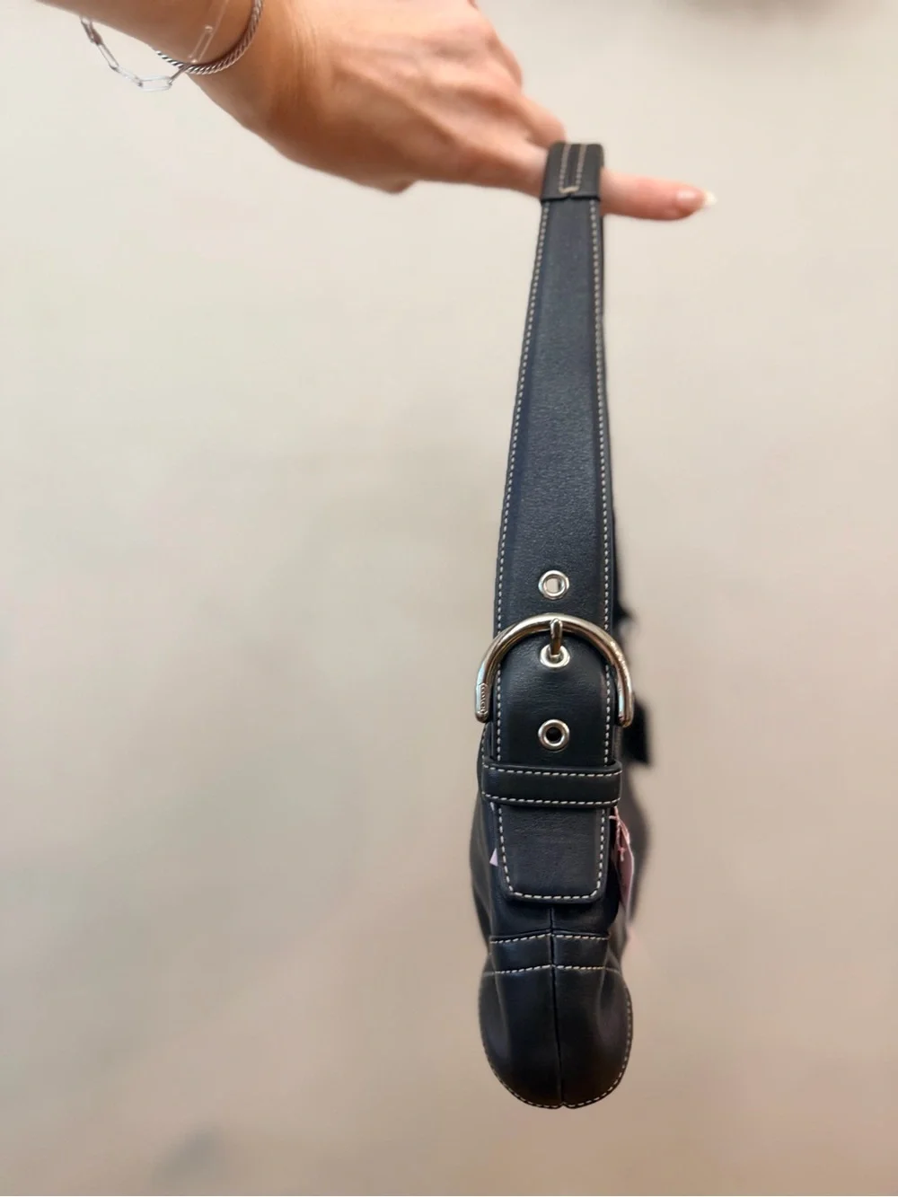 Coach Y2K Soho Black Leather Buckle Flap Shoulder Bag G04S-9247